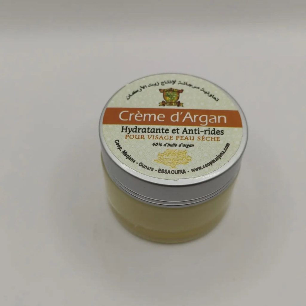 Crème d’argan hydratante pour peau sèche, pot en verre